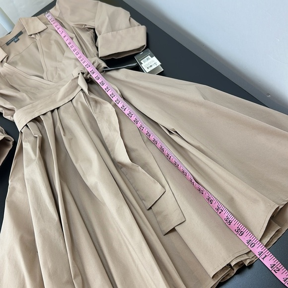 Vtg Donna Ricco Tan True Wrap Dress 8 V-Neck 3/4 Sleeves Full Pleated A-Line - Picture 9 of 12